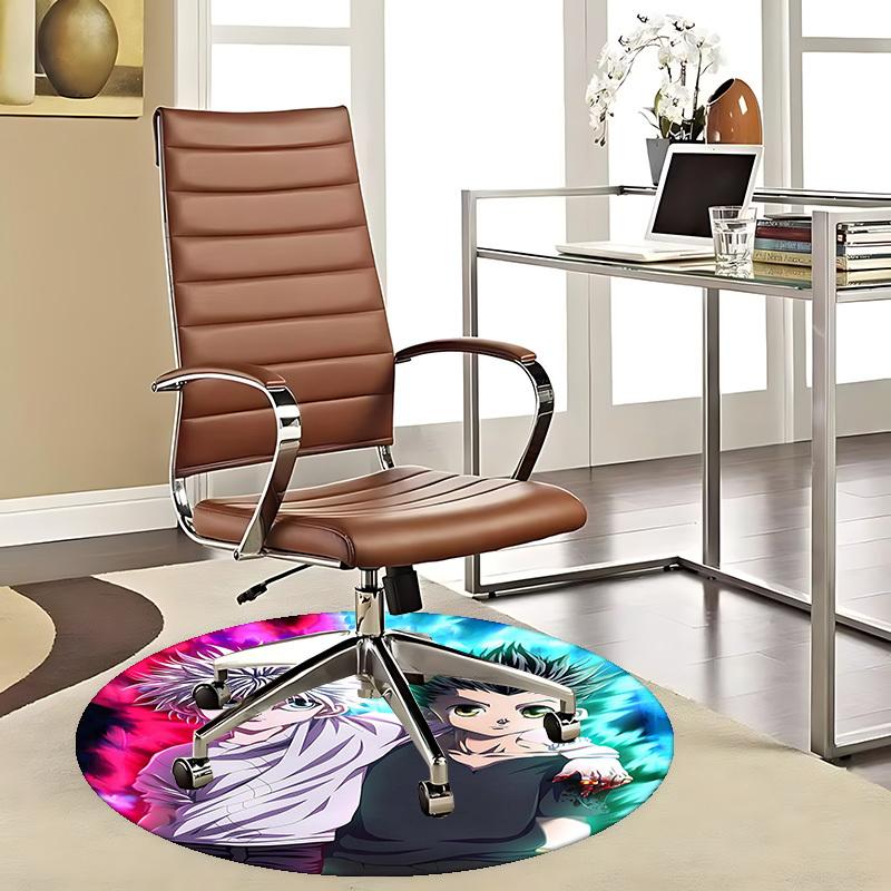 1pc Hunter X Hunter Killua & Gon Round Carpet - Anime Cartoon Design Office Chair Mat