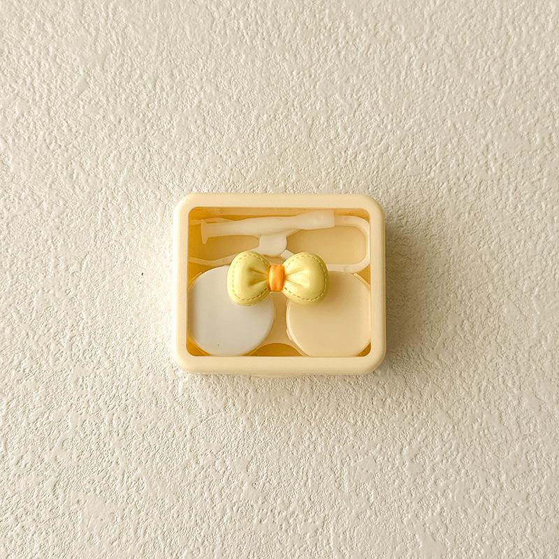 Candy Color Contact Lenses Box Cute Bow Portable Contact Lens Case with Tweezer Suction Stick Set for Travel Kit Holder
