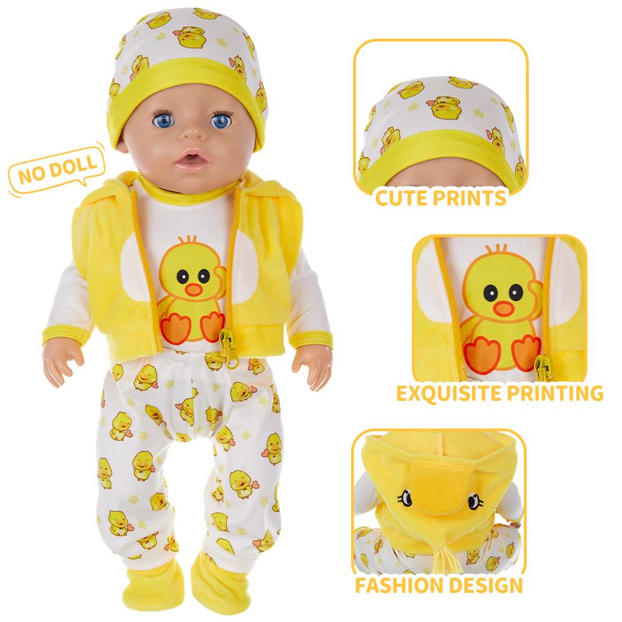 Fashion Cartoon Suit Wear For 17Inch 43cm Reborn Baby Doll, 18inch 45cm American Girl Doll Clothes and Accessories