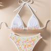 Triangle Tie Small Floral Print Sexy Two Piece Bikini Set Elegant Beach Wear