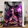 Fiery purple energy surrounds the character, emphasizing power and action. for all seasons blanket lunch break throw gift