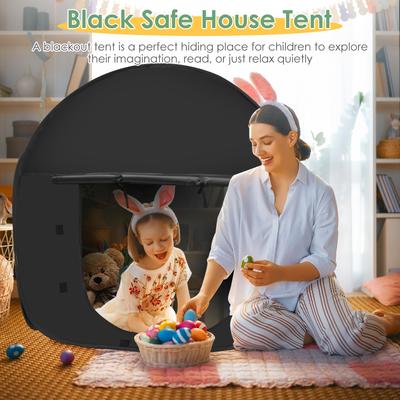 Tente d'intimité Pop-up Noircissante avec 2 Fenêtres Pliable Tente Noire Apaisante pour 1 à 2 Personnes Tente Coin Calme pour Enfants