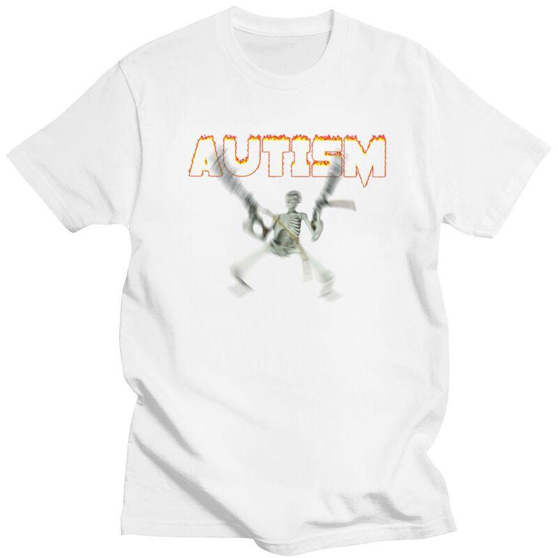 Custom Cool Autism Skeleton Meme T Shirt Men Short Sleeves Pure Cotton Tshirt Casual Tee Tops Fashion Tshirt