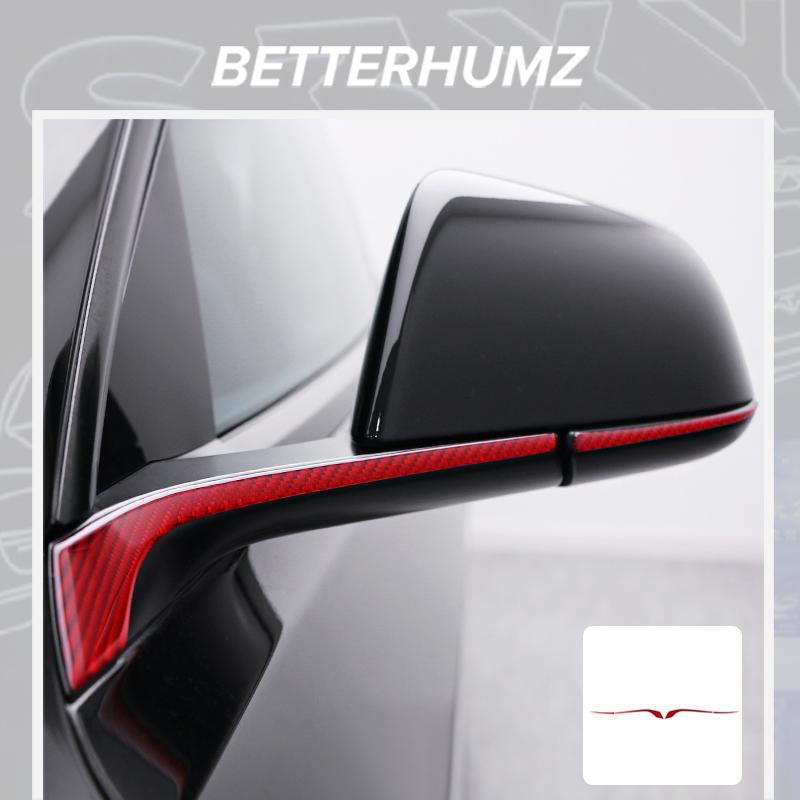 Carbon Fiber Rearview Mirror Sport Trim Strip For Tesla - Model Y Juniper 2025 Model 3 Highland 2024 Car Sticker Accessories