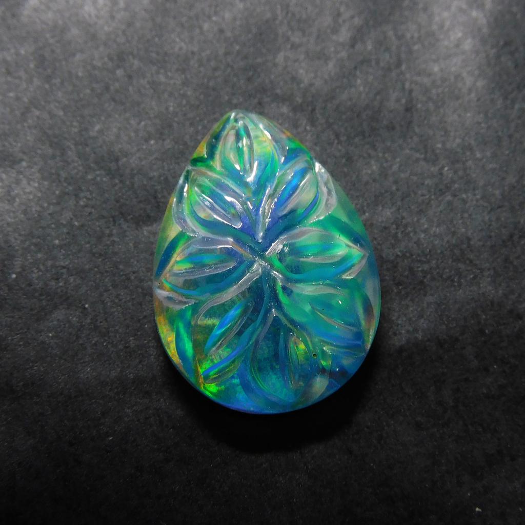Lab-Created Opal Loose Gemstone Doublet Multi Color 9.55 ct Pear Cut for Jewelry Making and Crafts