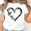 Short Sleeve Crew Neck Top Tee Womens Clothing Letter Cartoon Love and Heart Graphic Print Tshirt Womens Harajuku Sleeve