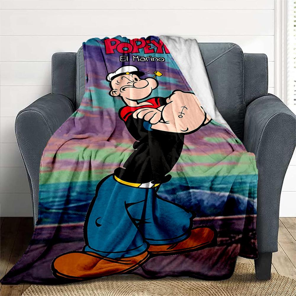 1pc Popeye Sailor Outdoor Blanket Lightweight Flannel, All-Season Use for Sofa, Bed, Travel, Camping, Living Room, Office, Couch027