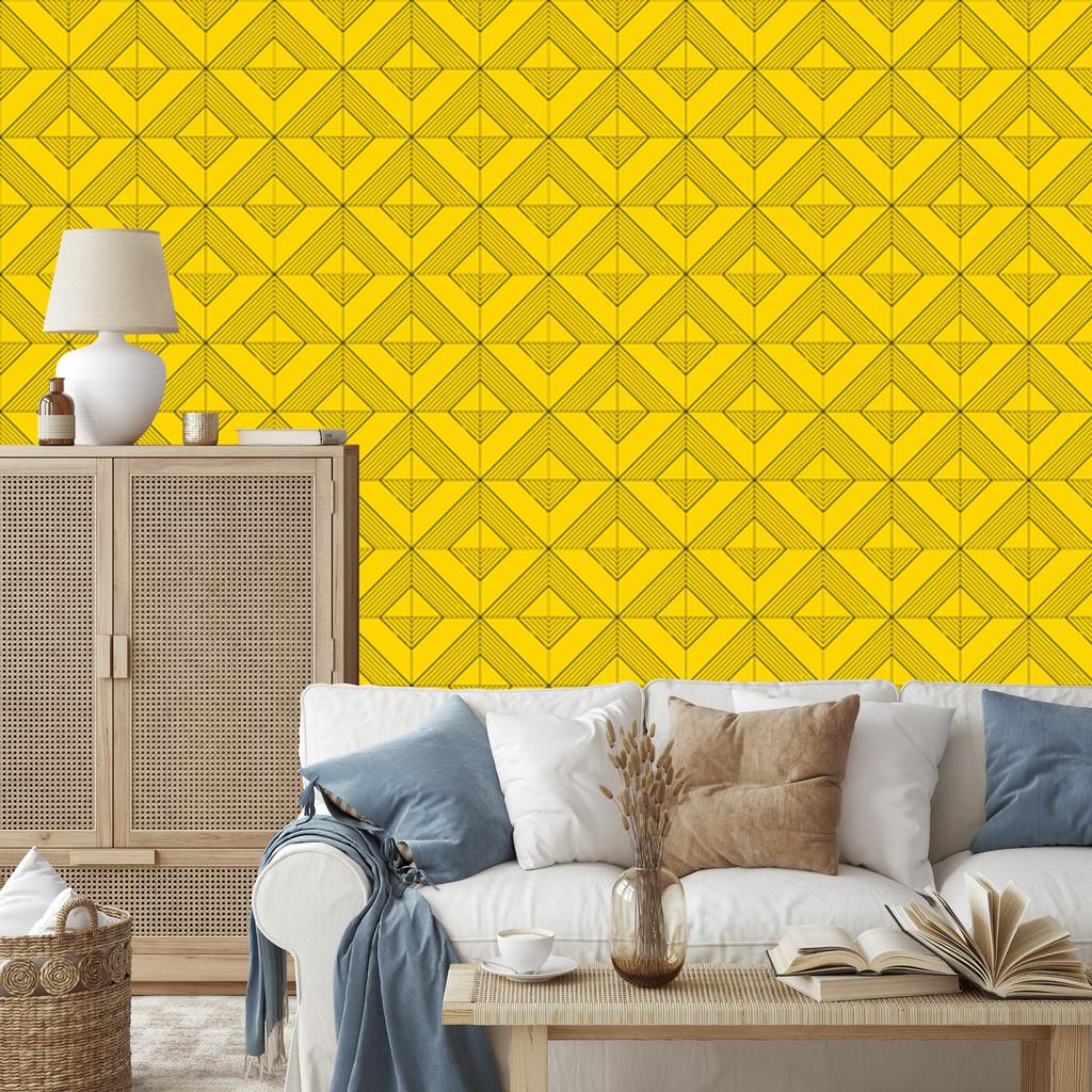 Geometric rhombus wallpaper yellow, fine detail 50x1000