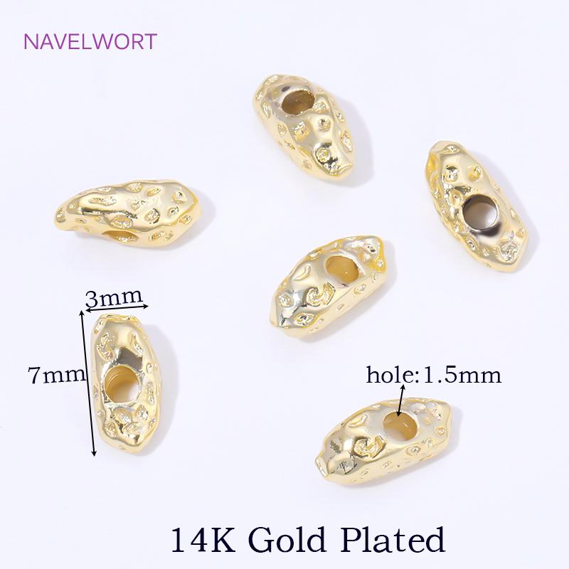 18K Gold Plated Irregular Spacer Beads For Bracelet Making Finding,Separator For Beads,Brass Loose Beads,Supplies For Jewelry