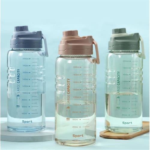 2-Liter Water Bottle, Direct Drinking, Sports Bottle, Plastic, Large Capacity, 2200ml (Blue)