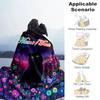 1PC Custom Name Black Cat Flowers Outdooor Flannel Blankets Throw Blanket All-Season Throw Gift Bedspread for Couch, Bed, Camping Holiday Birthday Gif