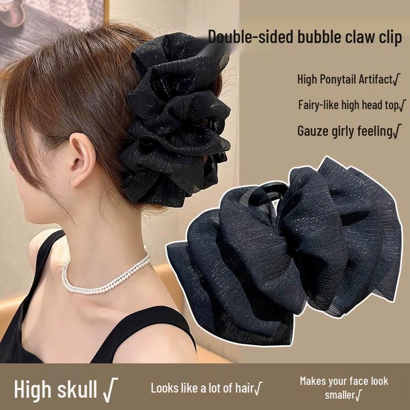 Elegant Retro Satin Bow Hair Clip for Women - Perfect for Low Ponytails and Head Ornaments