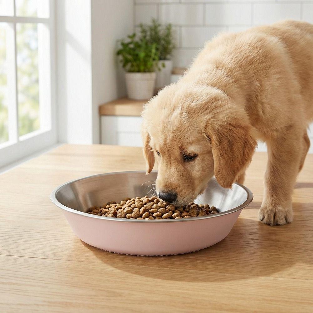 Non-slip Stainless Steel Dog Bowl Wide Mouth Cats Water Feeder  Pet Drinking Feeding