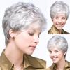 Womens Wigs Short Haircuts Synthetic Gray Layered Curly Mommy Wig with Bang Female Old Lady Costume Average Size Soft Hair