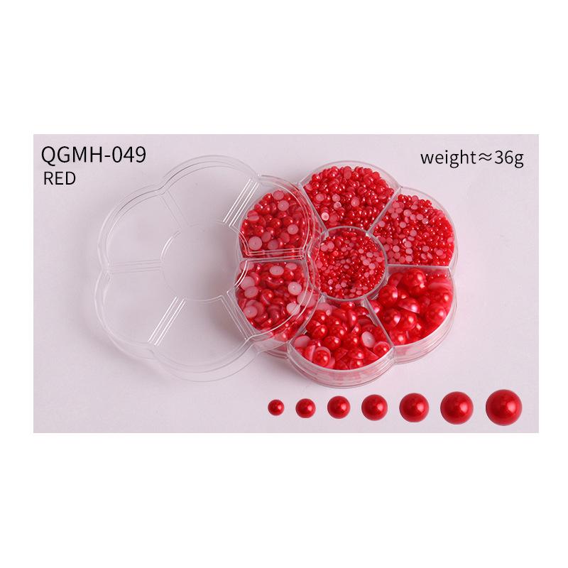 Nail Art Jewelry Plum Blossom Abs Semicircle Nail Art Pearl Jewelry Flat Bottom Diamond Nail Art Ornament