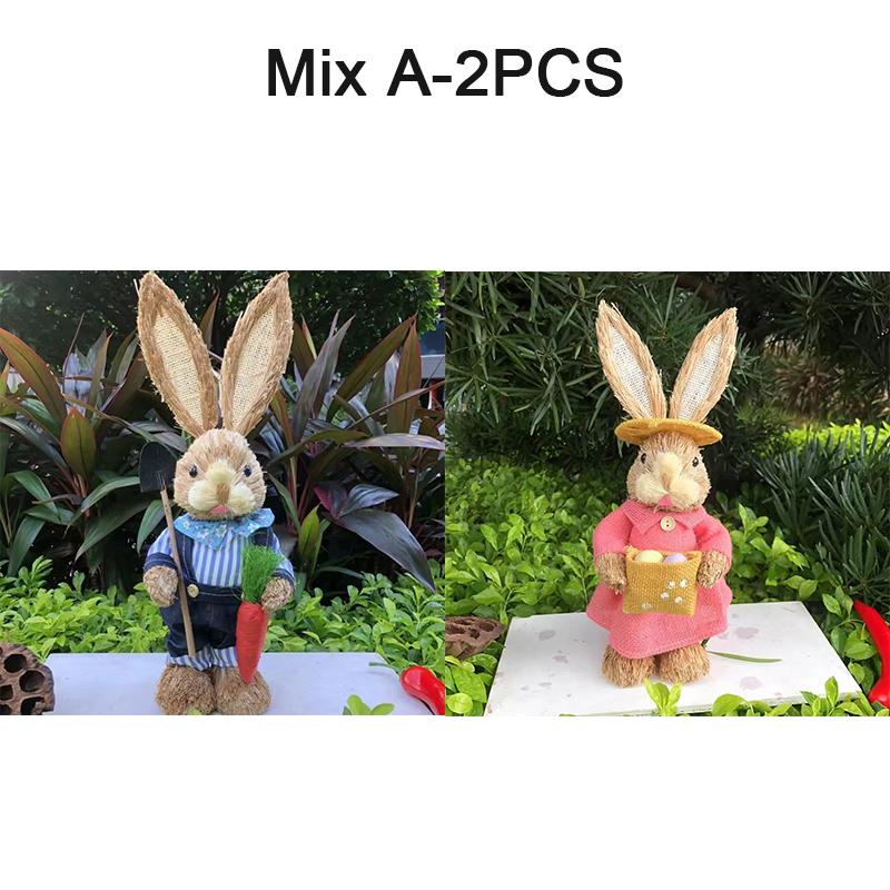 1/2/4PCS 35cm Straw Bunny Doll Vintage Style Bunny Doll Easter Home Decoration Wedding Window Shooting Props Gift for Friends