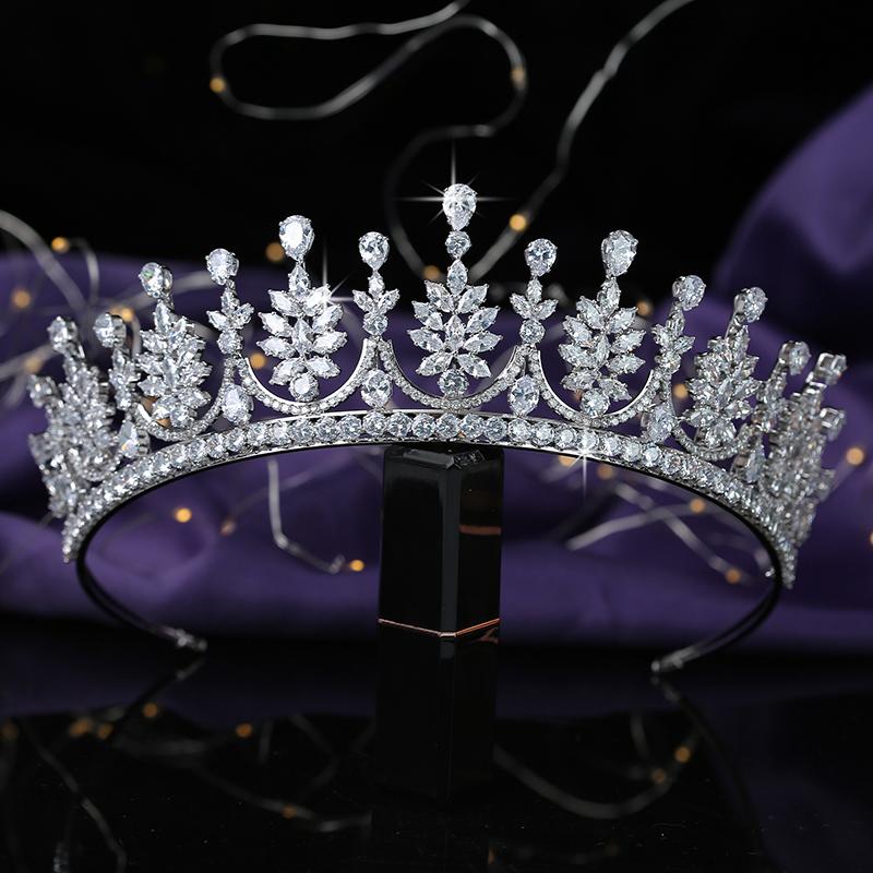 High-end Bridal Tiaras Copper Alloy Cubic Zircon Wedding Hair Accessories Hairband Shining Crystal Crowns BC5680