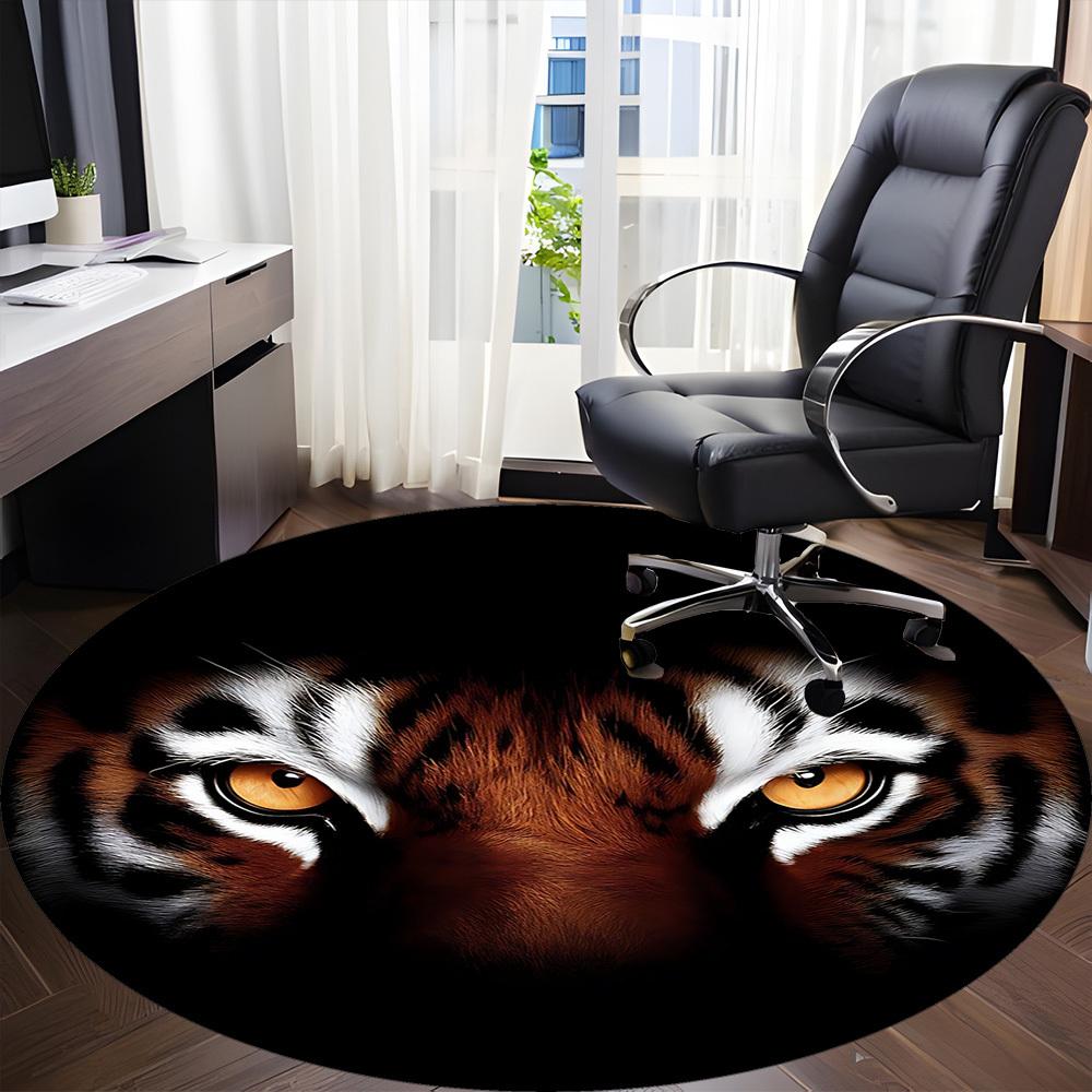 1PC Tiger Eyes Office Round Rug, Non slip, Soft and Durable Office Rug for Interior Decoration, Perfect for Office