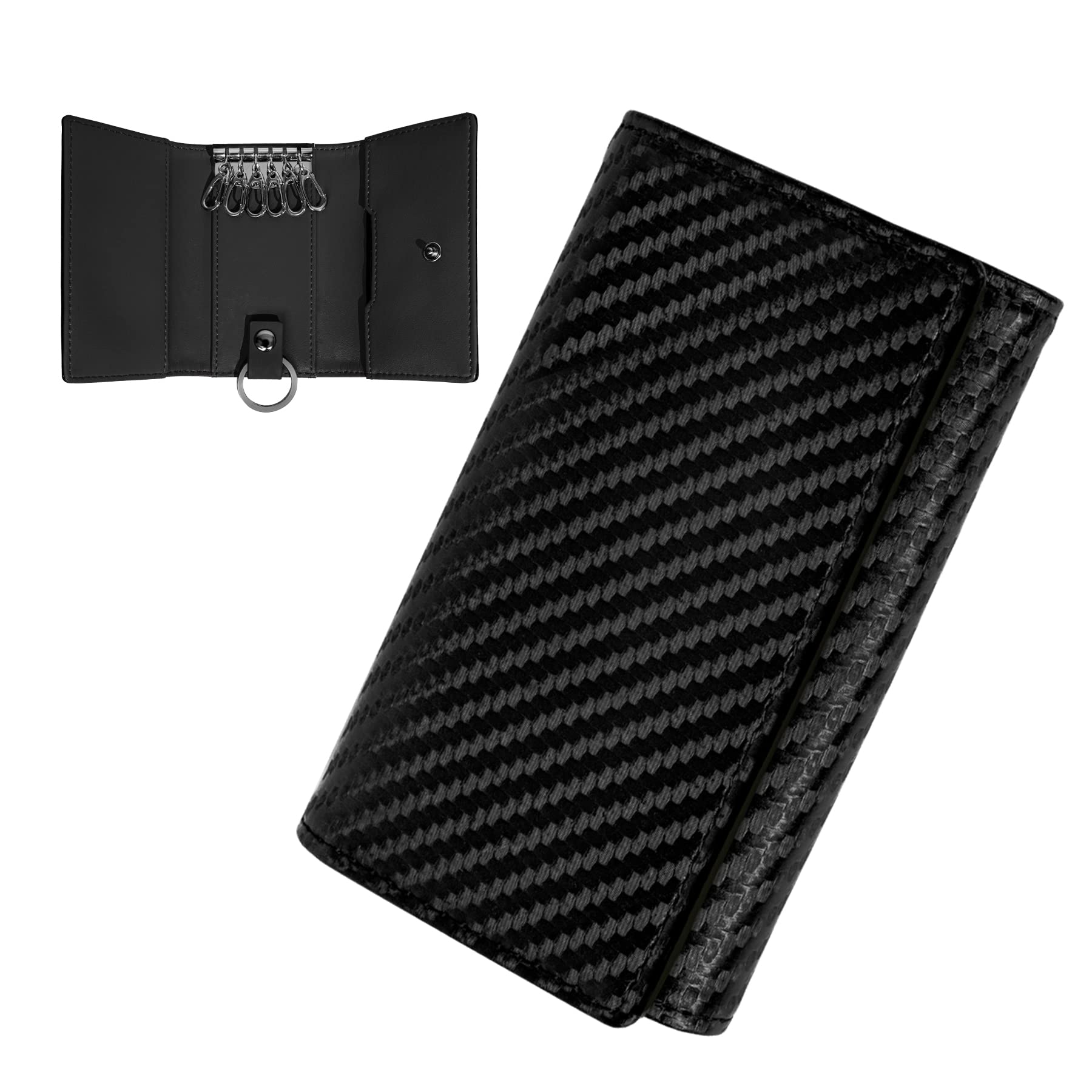 

Key Case for Men and Carbon 6 Smart Key Kei Card Key Case JEANE.LIDYA Women, High-Quality Leather, Hooks, Compatible, Car, Car, Waterproof, Small, чорний