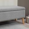 Upholstered Bench With Storage Space Linen Look Fabric Rubber Wood Legs Up To 220 Kg 110x39x45cm Gray