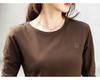 2022 Women's Spring Loose Round Neck Embroidered Crown Long Sleeve T-shirt
