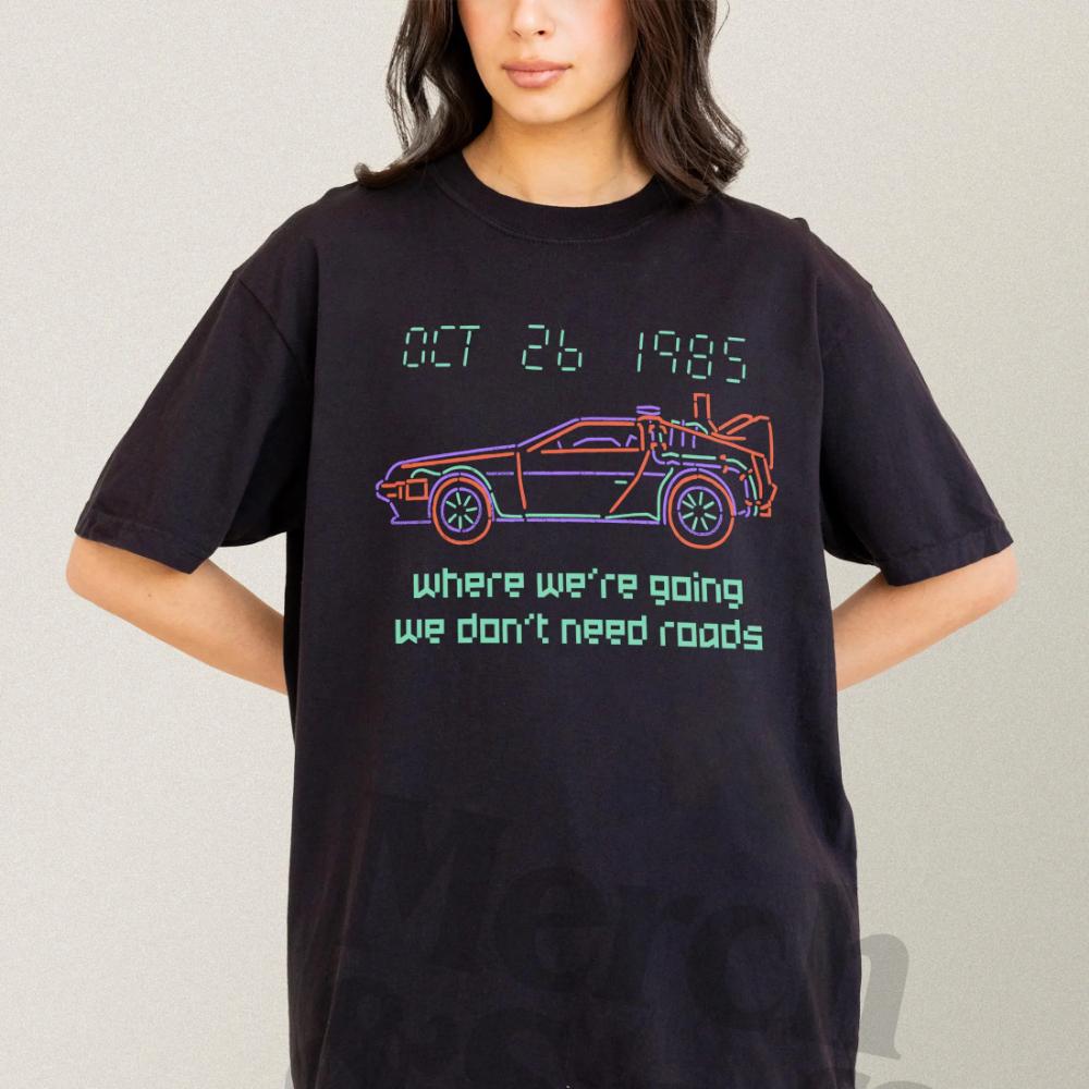 Future SciFi Movie Graphic Tee Retro Back To The 80s McFly Time Machine TShirt Tee Graphic Clothing Short Sleeve Shirt Unisex M