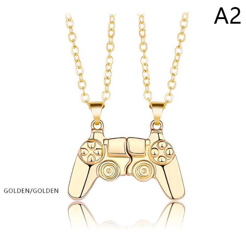 Colier cu cuplu de controlere de joc magnetice, culoare aurie/argintie, pandantiv consolă de jocuri Ps4, bijuterie cadou pentru Ziua Îndrăgostiților