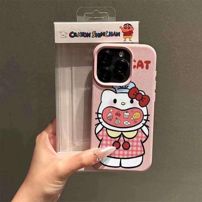 Cartoon Gluttony Katie for 15 iPhone Case iPhone14Plus Lychee Pattern 13Pro Scrub 12/11