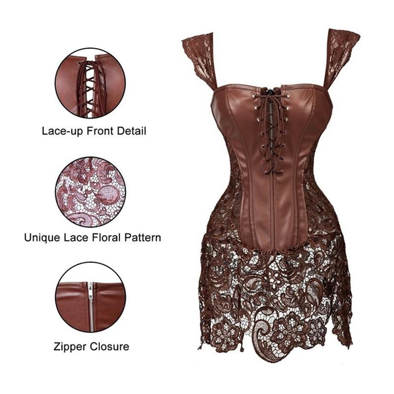 

Женский комплект корсета-бюстье из искусственной кожи с глубоким V-образным вырезом и шнуровкой, комплект нижнего белья (Топ и Т-образная спинка) M