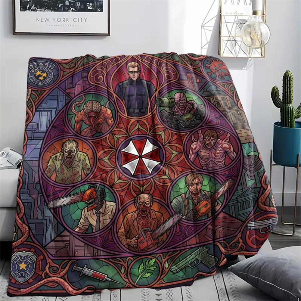 Resident Evil Comfortable Warm Flannel Blanket Print for Picnic Travel Sofa Bed Bedroom Chair Use.-TING