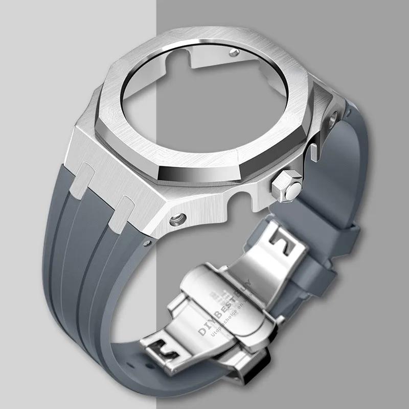Ny Gen5 Casioak-fodral i rostfritt stål för G-Shock GA2100 Mod-kit Modifieringssats Metallram gummiband för GA2110 GAB2100