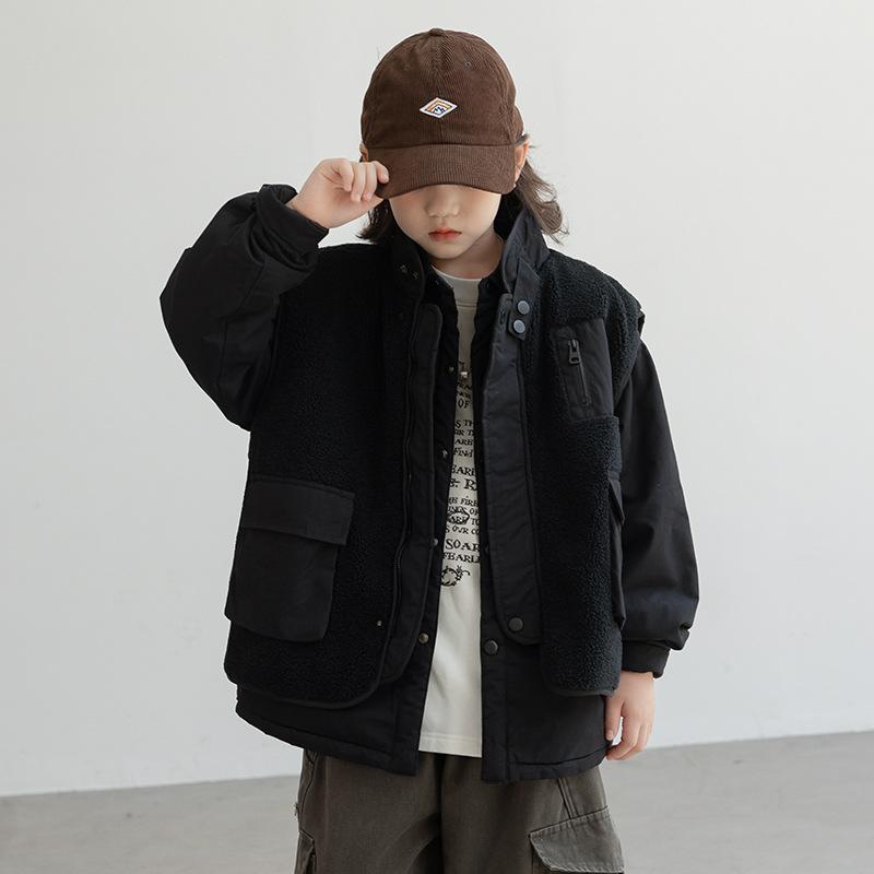 Boys Thick Padded Jacket And Vest Two Piece Set Winter Kids Outerwear