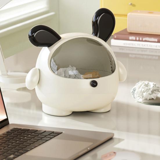 Desktop Storage Box Trash Can with Transparent Lid Large Capacity Cartoon Shape Cute Multi-Function Garbage Can