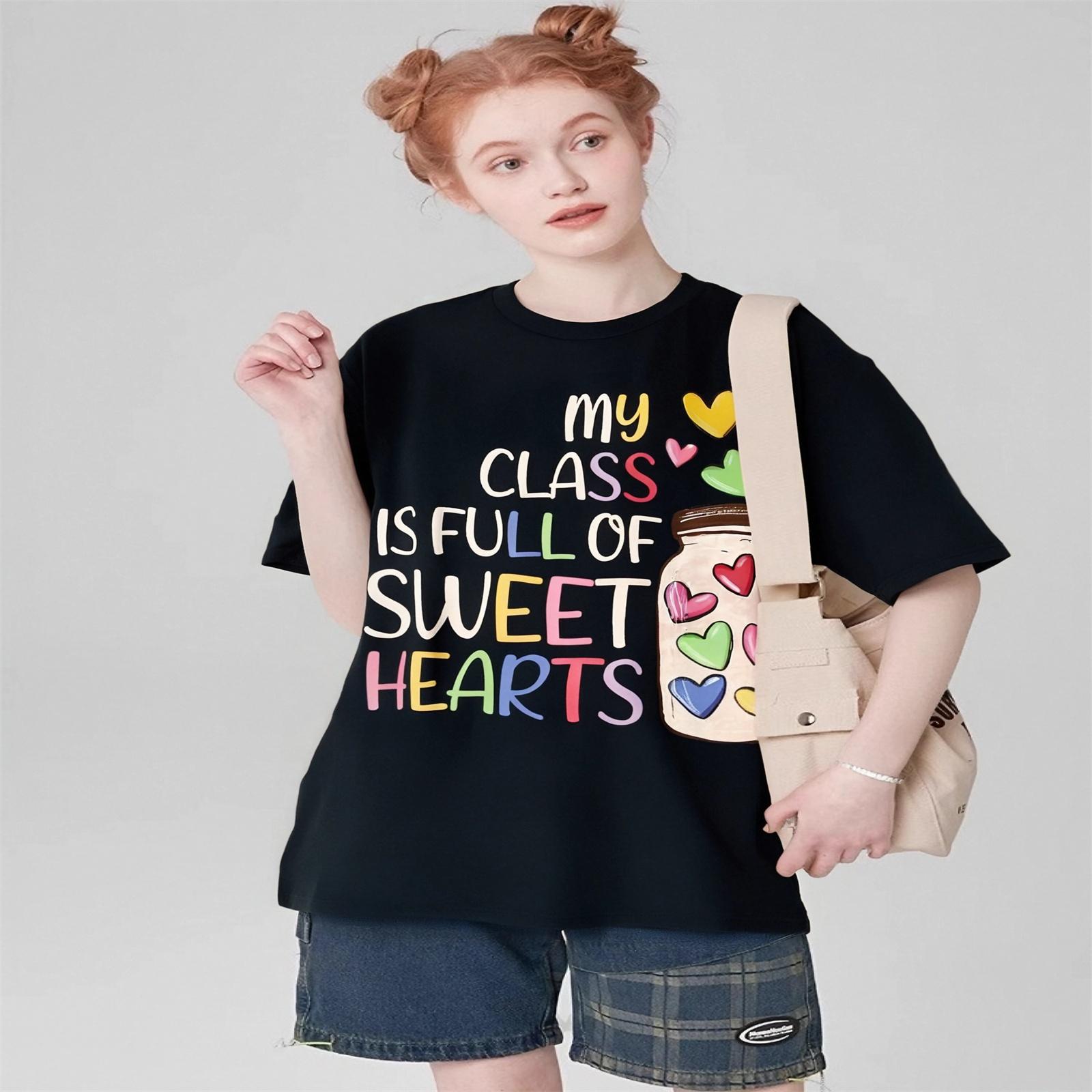 Зимняя женская футболка Мой класс полон милашек Учительская футболка ко Дню святого Валентина S