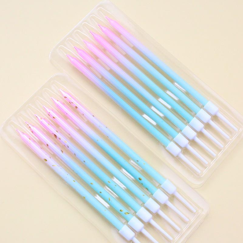 Gradient Pink and Green Straight Pencil Candle Party Gradient Pink and Platinum Candle