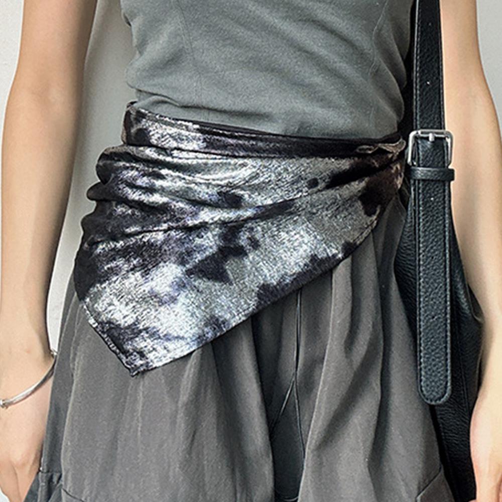 Lenço Quadrado Retro Y2K Estilo Quente Picante Estampa Prata Líquida Leopardo Lenço de Cabelo Para Mulheres Verão Faixa de Cabelo Chapéu Protetor Solar Xale Envoltório