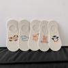 Spring and Summer Thin Socks, Female Cartoon Cute Little Animal Shallow Mouth Boat Socks, Silicone Anti-slip Invisible White Socks