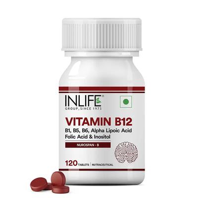 INLIFE Vitamin B12 Supplement Tablets with Alpha Lipoic Acid, 120 Count