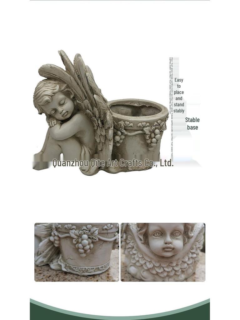 European Creative Angel Flower Pot for Succulents - Outdoor Garden Resin Sculpture Ornament