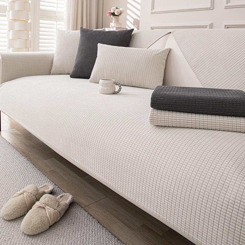 Nordic Corn Kernels Waterproof Sofa Cushion Solid All Season Universal Anti Slip Sofa Cover Vintage Style Easy-Care Cloth Towel
