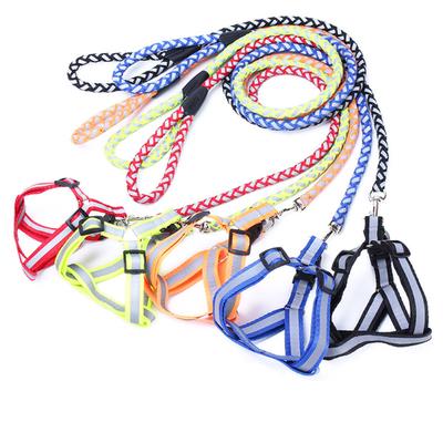 Puppy Dog Cat Reflective Braided Traction Rope Dog Chain Chest Strap Pet Leash