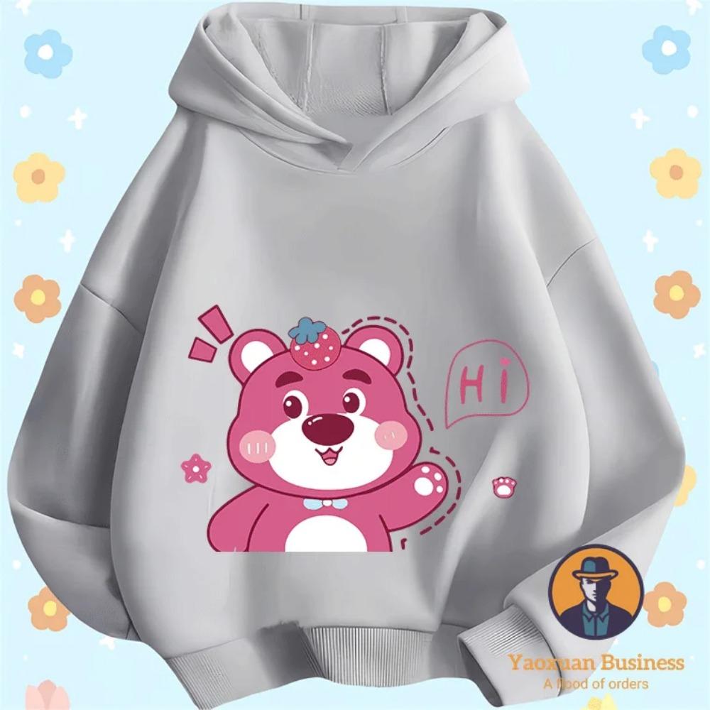 Fashion 2025 Hug Bear Boys' and Girls' Hoodies Cute Cartoon Print Windproof and Warm Autumn/Winter New Collection