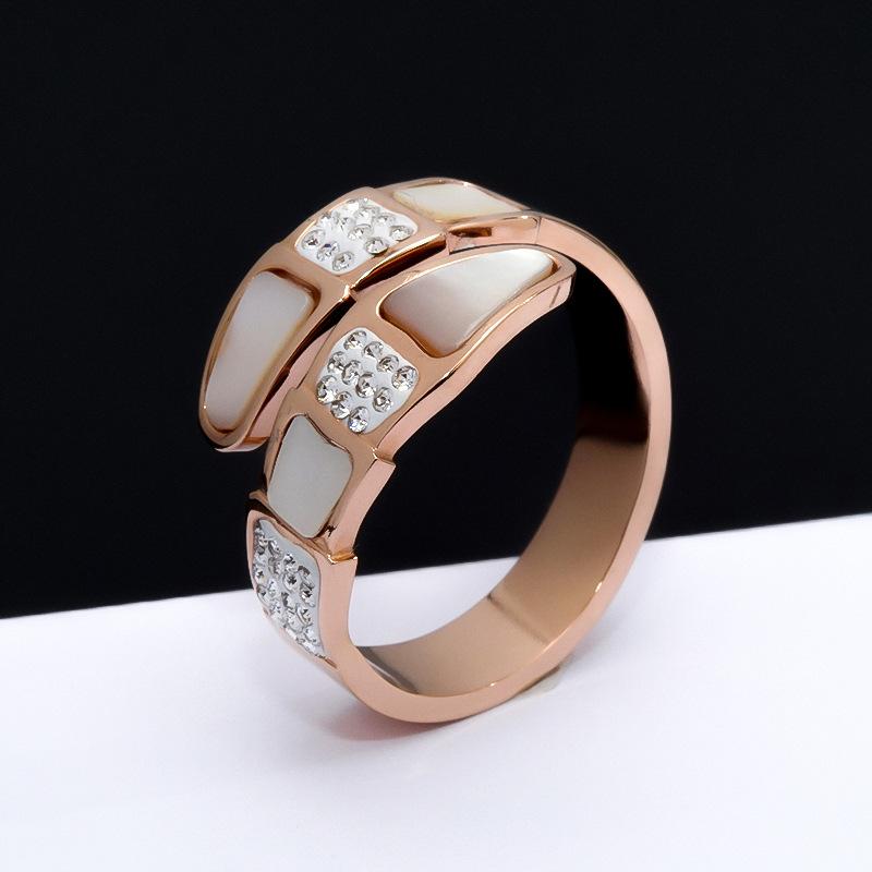 Titanium Steel Ring Rose Gold Zircon Couple Open Adjustable Finger Ring Fashion Jewelry