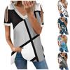 Women's Summer Loose T-shirt  Printed Casual V-neck Sequin Short-sleeved Top