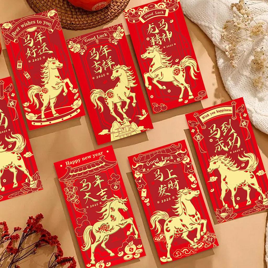 2026 New Year Horse Red Envelope 6Pcs/set Universal Lucky Money Envelope Year of the Horse Spring Festival Money Pocket