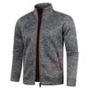 Men Autumn Winter Coat Stand Collar Long Sleeves Neck Protection Zip Up Solid Color Thick Elastic Casual Soft Men Sweatshirt Jacket