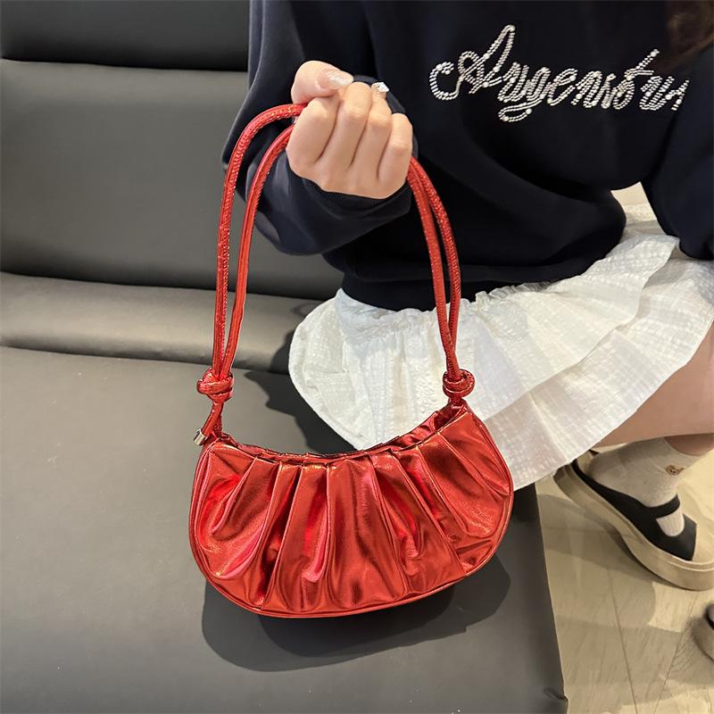Glänzende Knödel-Tasche Modische und elegante plissierte Ein-Schulter-Tasche Hand-Trage-Achseltasche