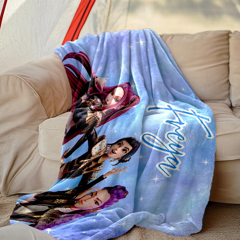 1pc Digital Print Nap Blanket, Kpop Demon Hunters Blanket for Home Use, All Season Warmth, Christmas and Valentine's Day Gift Blanket