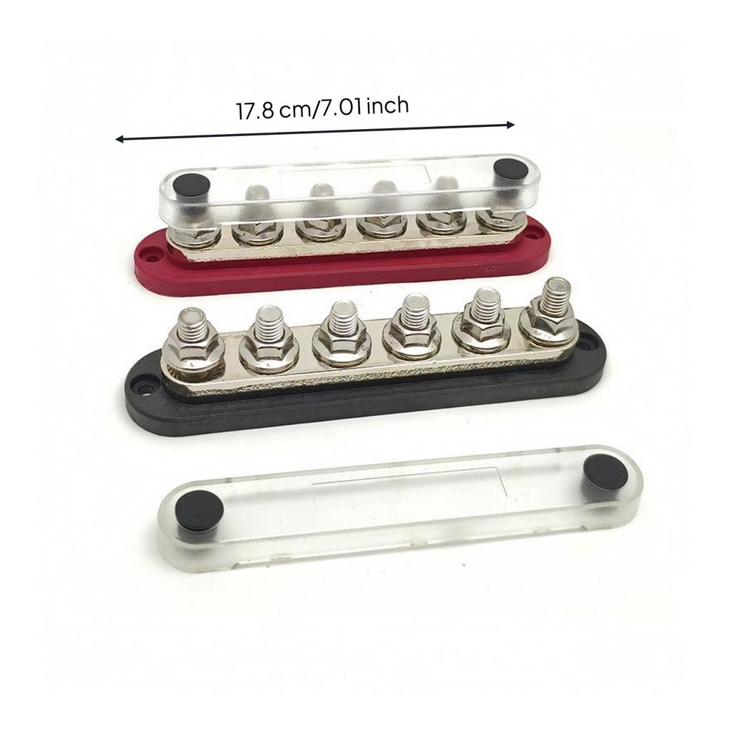 2 Pieces Bus Bar with Cover 48V DC Busbar Marine for Electricians