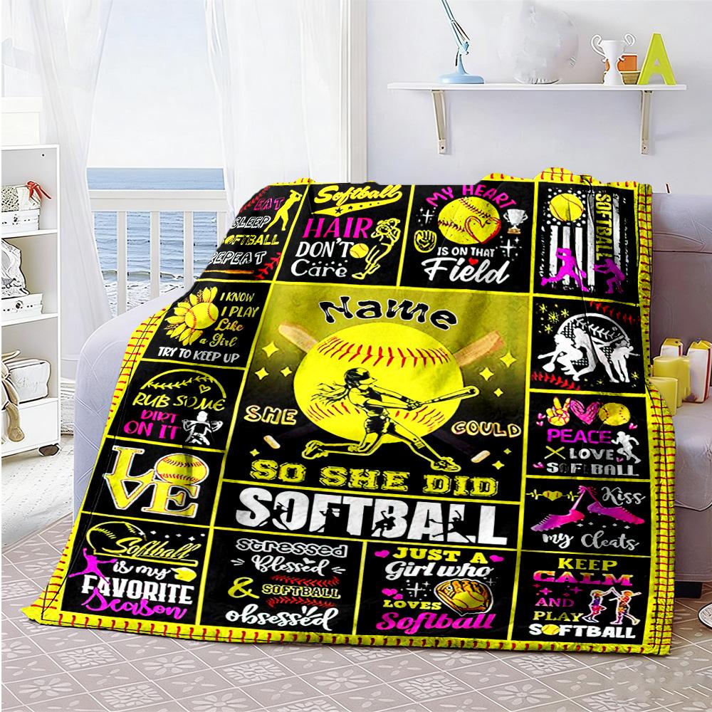 Yellow Ball66 Personalized Text Blanket Lightweight Customizable Blanket Ultra-Soft Versatile for Sofa Bedding Bed Chair All-Season Use